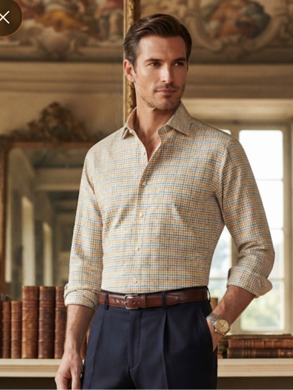 ETRO Men's Dress Shirt 46 Long Sleeve‎ Button Down Colorful Check Cotton Italy